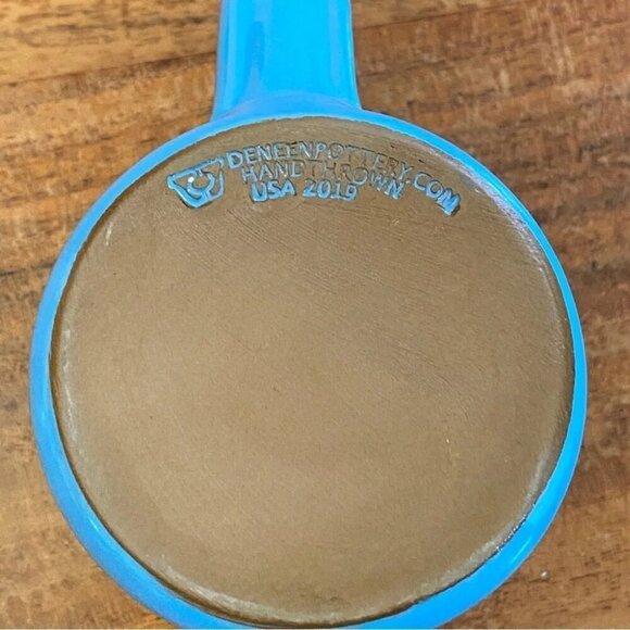 Deneen Pottery Hand Thrown Light Blue Drip Glaze The Original Pancake House Mug - Picture 4 of 12